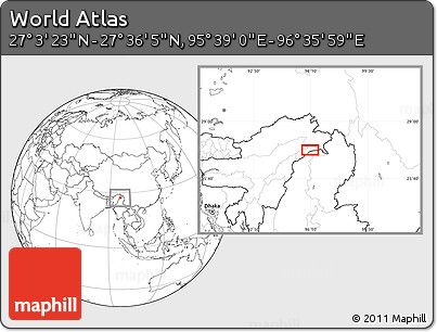 Blank Location Map of the Area around 27° 19' 44" N, 96° 7' 30" E