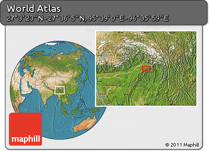 Satellite Location Map of the Area around 27° 19' 44" N, 96° 7' 30" E
