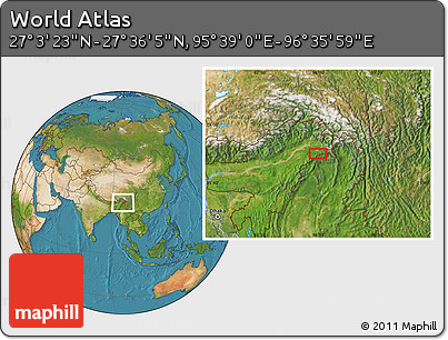 Satellite Location Map of the Area around 27° 19' 44" N, 96° 7' 30" E