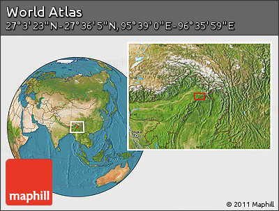 Satellite Location Map of the Area around 27° 19' 44" N, 96° 7' 30" E
