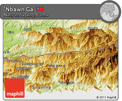 Physical Panoramic Map of 'Nbawn Ga