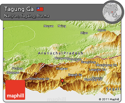 Physical Panoramic Map of Tagung Ga