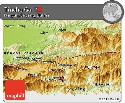 Physical Panoramic Map of Tincha Ga