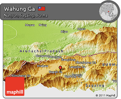 Physical Panoramic Map of Wahung Ga