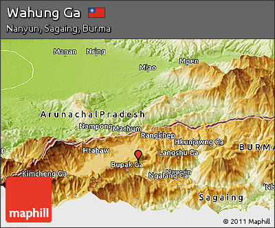 Physical Panoramic Map of Wahung Ga