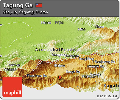 Physical Panoramic Map of Tagung Ga