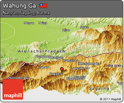 Physical Panoramic Map of Wahung Ga