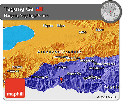 Political Panoramic Map of Tagung Ga