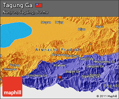 Political Panoramic Map of Tagung Ga