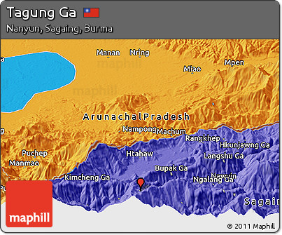 Political Panoramic Map of Tagung Ga