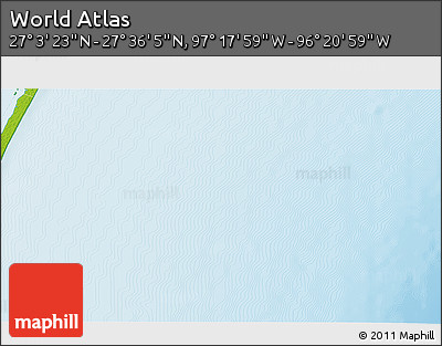 Physical 3D Map of the Area around 27° 19' 44" N, 96° 49' 29" W