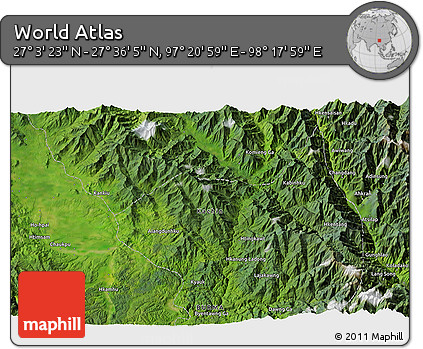 Satellite 3D Map of the Area around 27° 19' 44" N, 97° 49' 29" E