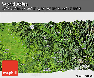 Satellite 3D Map of the Area around 27° 19' 44" N, 97° 49' 29" E