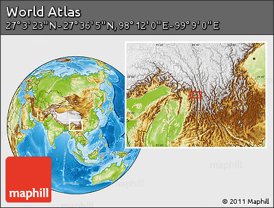 Physical Location Map of the Area around 27° 19' 44" N, 98° 40' 30" E
