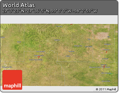 Satellite 3D Map of the Area around 27° 19' 44" N, 98° 31' 30" W