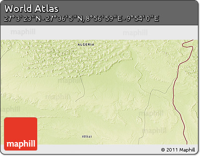 Physical 3D Map of the Area around 27° 19' 44" N, 9° 25' 30" E