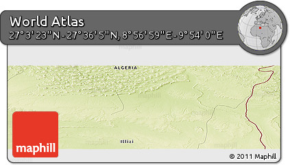 Physical Panoramic Map of the Area around 27° 19' 44" N, 9° 25' 30" E