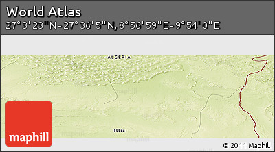 Physical Panoramic Map of the Area around 27° 19' 44" N, 9° 25' 30" E