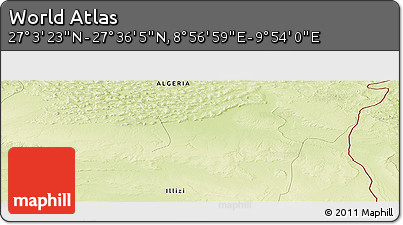 Physical Panoramic Map of the Area around 27° 19' 44" N, 9° 25' 30" E