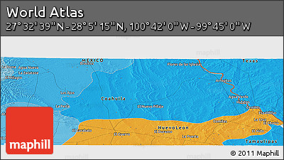 Political Panoramic Map of the Area around 27° 48' 57" N, 100° 13' 29" W