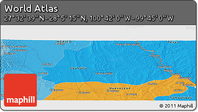 Political Panoramic Map of the Area around 27° 48' 57" N, 100° 13' 29" W