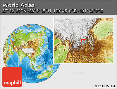 Physical Location Map of the Area around 27° 48' 57" N, 101° 13' 29" E