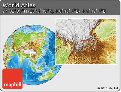Physical Location Map of the Area around 27° 48' 57" N, 101° 13' 29" E