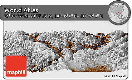 Physical Panoramic Map of the Area around 27° 48' 57" N, 101° 13' 29" E