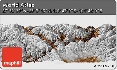 Physical Panoramic Map of the Area around 27° 48' 57" N, 101° 13' 29" E