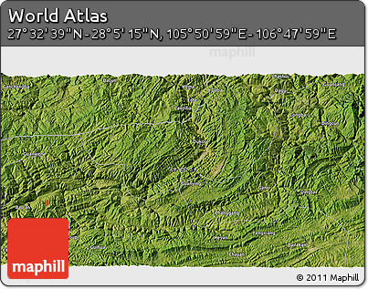 Satellite 3D Map of the Area around 27° 48' 57" N, 106° 19' 29" E