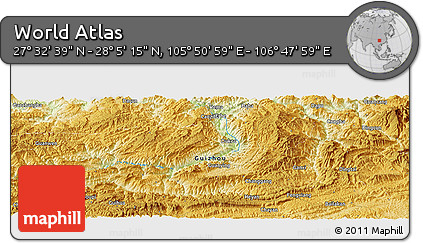 Physical Panoramic Map of the Area around 27° 48' 57" N, 106° 19' 29" E
