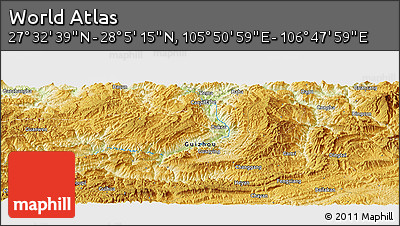 Physical Panoramic Map of the Area around 27° 48' 57" N, 106° 19' 29" E