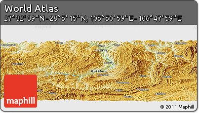 Physical Panoramic Map of the Area around 27° 48' 57" N, 106° 19' 29" E