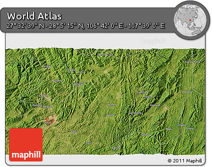 Satellite 3D Map of the Area around 27° 48' 57" N, 107° 10' 30" E