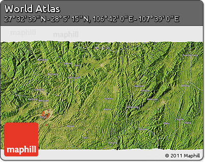 Satellite 3D Map of the Area around 27° 48' 57" N, 107° 10' 30" E