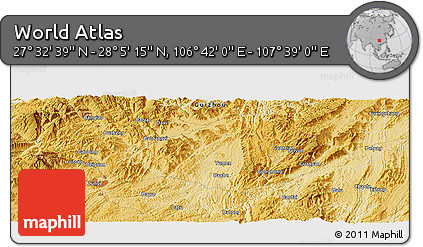 Physical Panoramic Map of the Area around 27° 48' 57" N, 107° 10' 30" E