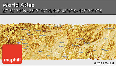 Physical Panoramic Map of the Area around 27° 48' 57" N, 107° 10' 30" E