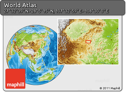 Physical Location Map of the Area around 27° 48' 57" N, 108° 1' 30" E