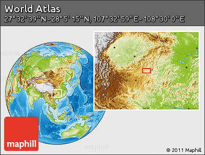 Physical Location Map of the Area around 27° 48' 57" N, 108° 1' 30" E