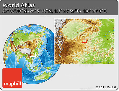 Physical Location Map of the Area around 27° 48' 57" N, 108° 1' 30" E