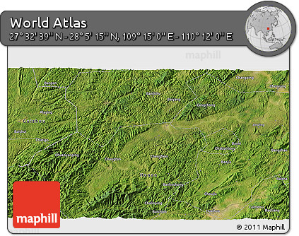 Satellite 3D Map of the Area around 27° 48' 57" N, 109° 43' 29" E
