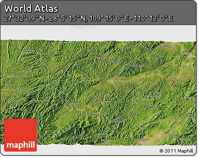 Satellite 3D Map of the Area around 27° 48' 57" N, 109° 43' 29" E
