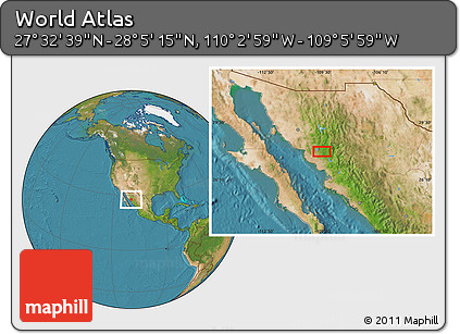 Satellite Location Map of the Area around 27° 48' 57" N, 109° 34' 29" W