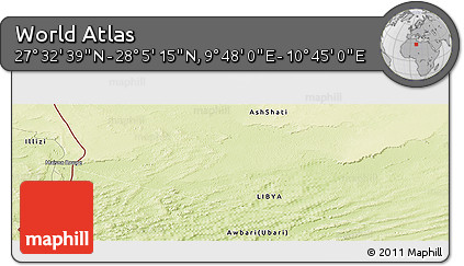 Physical Panoramic Map of the Area around 27° 48' 57" N, 10° 16' 30" E