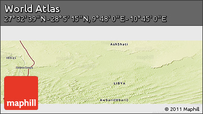 Physical Panoramic Map of the Area around 27° 48' 57" N, 10° 16' 30" E
