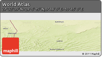Physical Panoramic Map of the Area around 27° 48' 57" N, 10° 16' 30" E