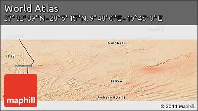 Satellite Panoramic Map of the Area around 27° 48' 57" N, 10° 16' 30" E