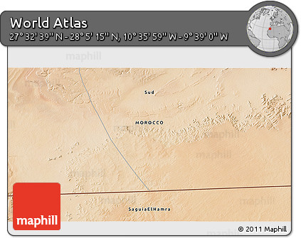Satellite 3D Map of the Area around 27° 48' 57" N, 10° 7' 30" W