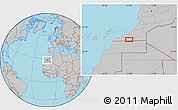 Gray Location Map of the area around 27° 48' 57" N, 10° 58' 29" W