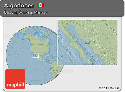 Savanna Style Location Map of Algodones, hill shading